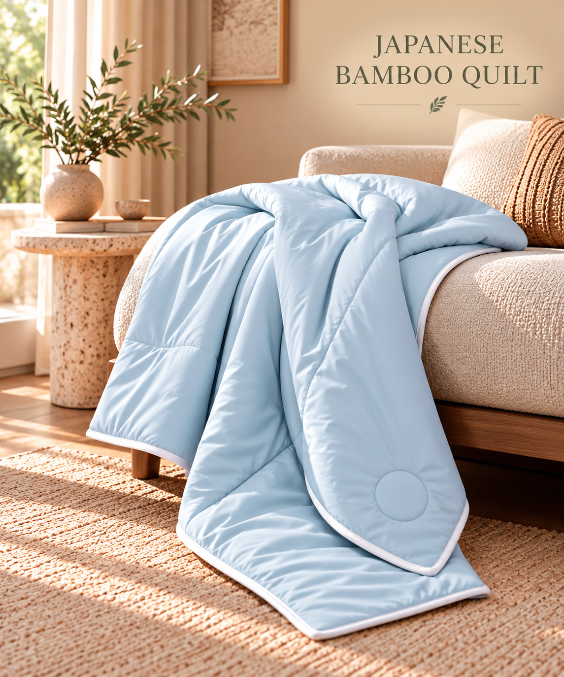 Aozora Mist Japanese Bamboo Quilt – Ice Blue