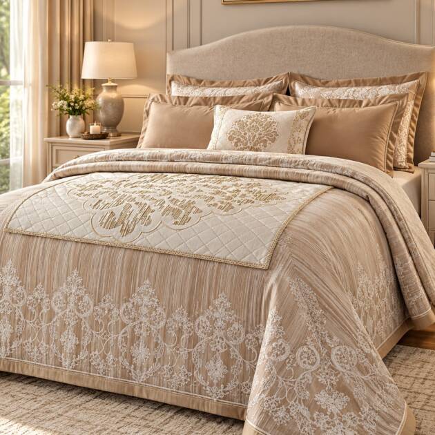 Champagne Gold Elegance – Premium Luxury Bedding Set