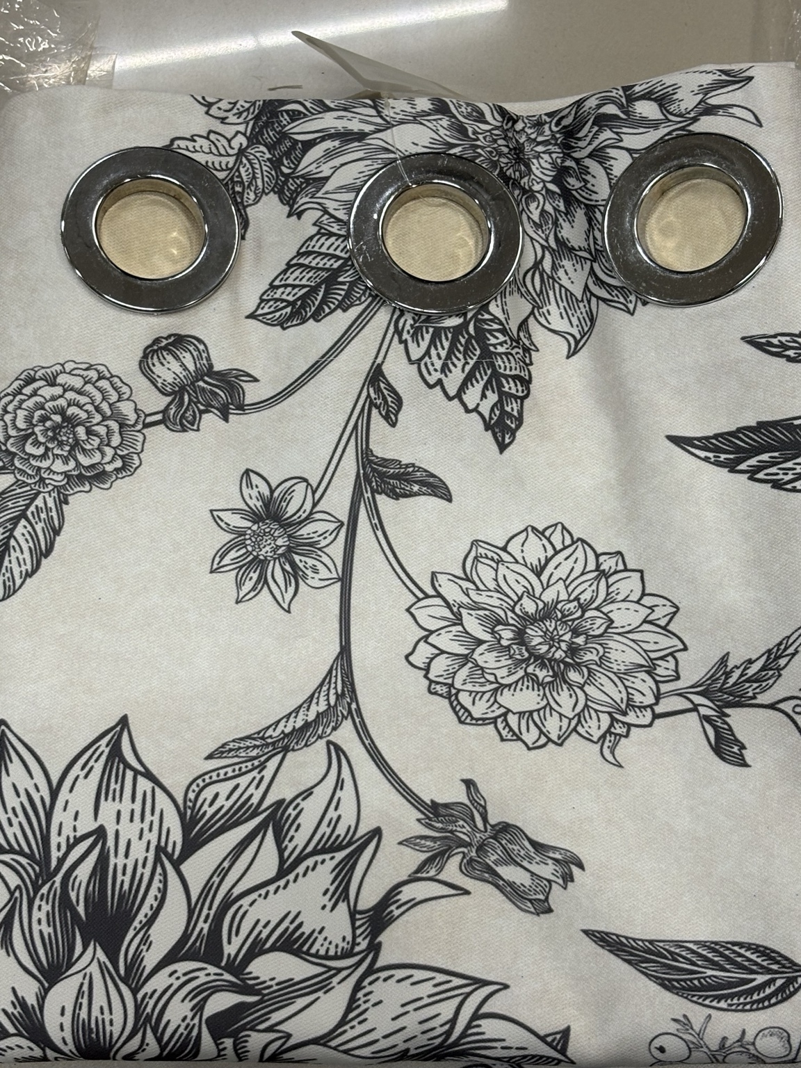 Elegant Black & Ivory Floral Curtain Set - Image 3
