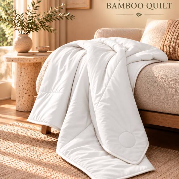Hokkaido Snow Japanese Bamboo Quilt – Pure White