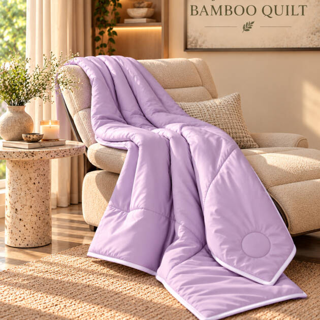 Sakura Lavender Japanese Bamboo Quilt – Pastel Lilac