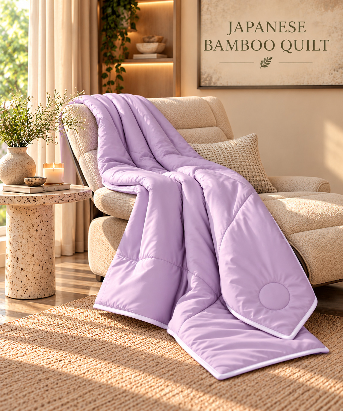Sakura Lavender Japanese Bamboo Quilt – Pastel Lilac