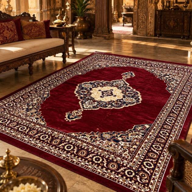 Shubh Royal Maroon Galicha – Vintage Elegance