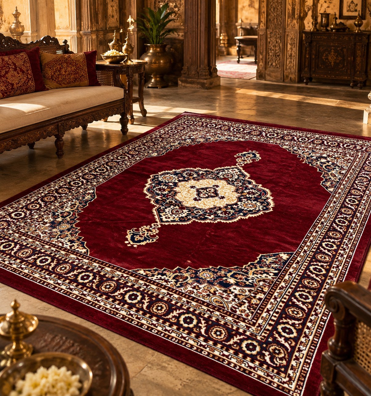 Shubh Royal Maroon Galicha – Vintage Elegance