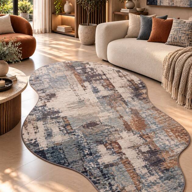 Azure Rust – Abstract Shape Carpet