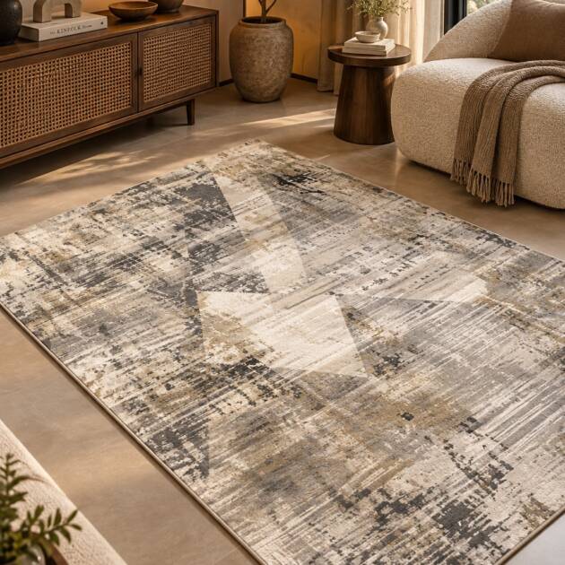 Modern Grey & Ivory Abstract Carpet