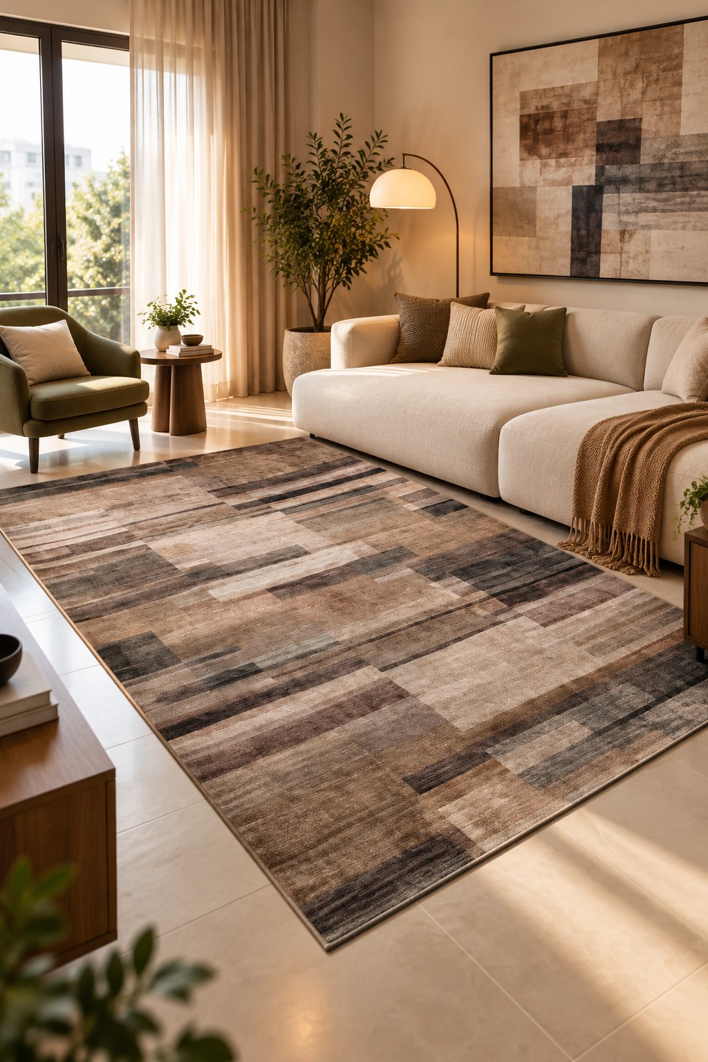 Terra Horizon – Premium Abstract Striped Carpet