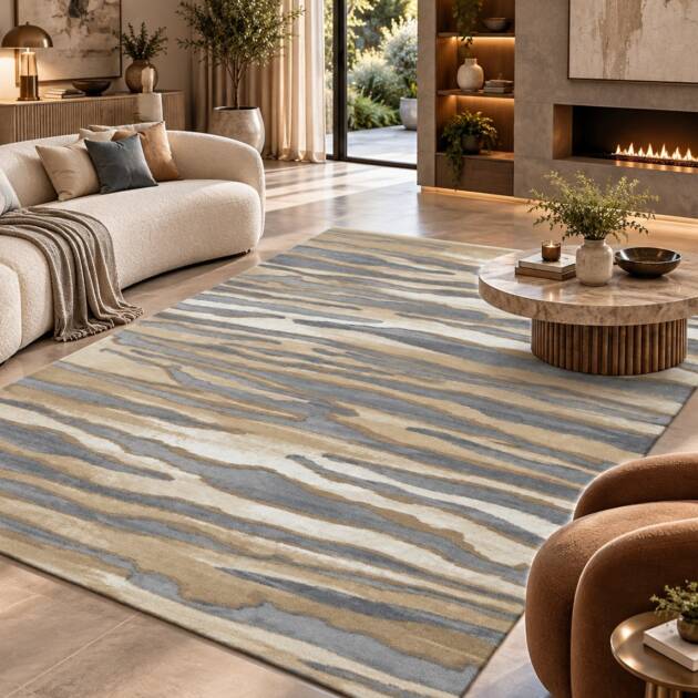 Coastal Drift – Luxury Abstract Wave Carpet