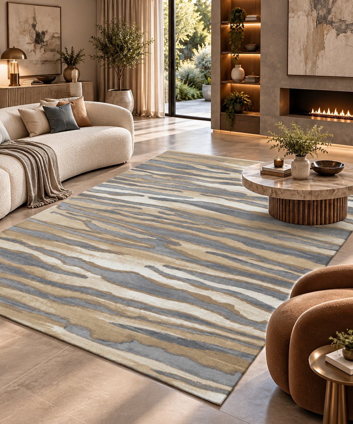Coastal Drift – Luxury Abstract Wave Carpet