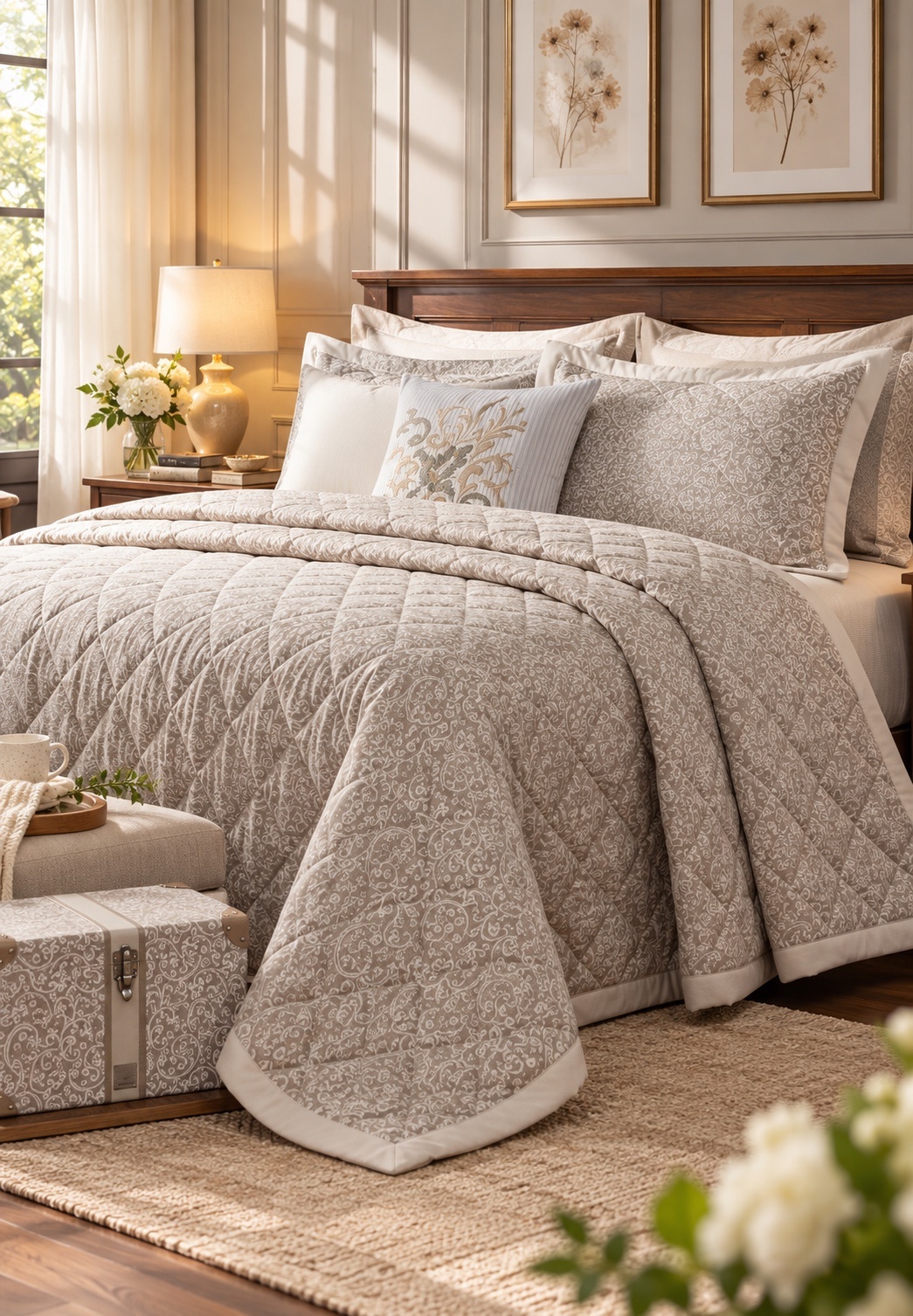 Acanthus Serenity – Premium 8-Piece Quilt Bedding Set