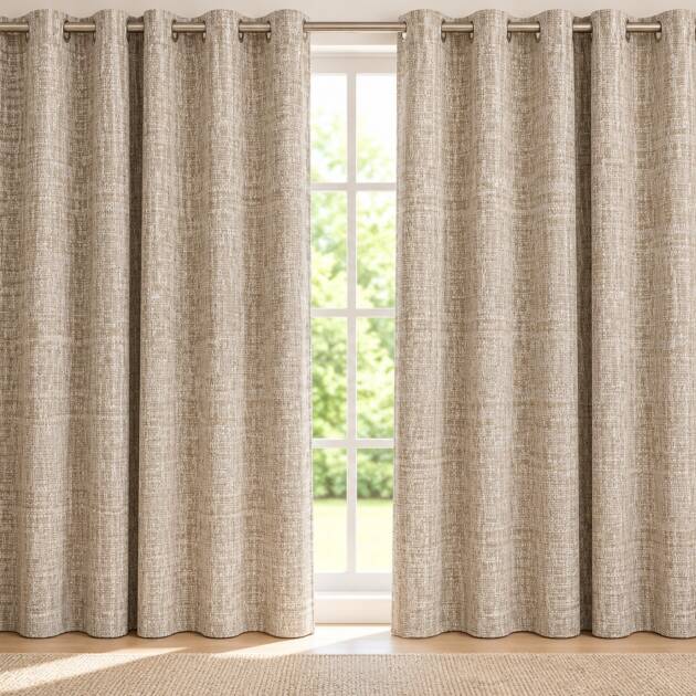 Natural Weave Beige Curtain Set
