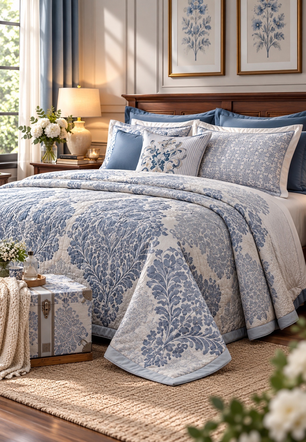 Acanthus Blue Serenity – 8 Piece Premium Quilt Set