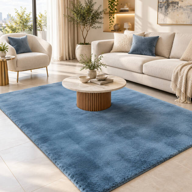 Ocean Blue Luxe – Premium Soft Velvet Carpet