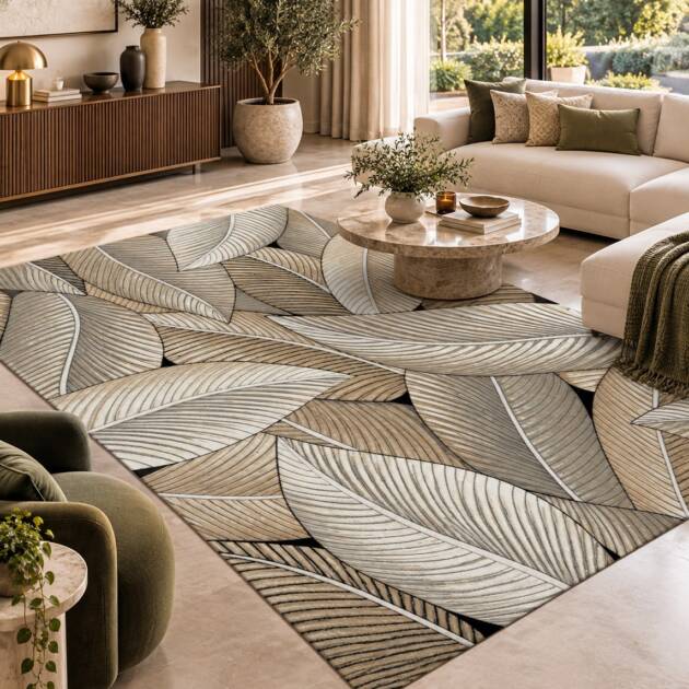Botanical Elegance – Luxury Leaf Pattern Carpet