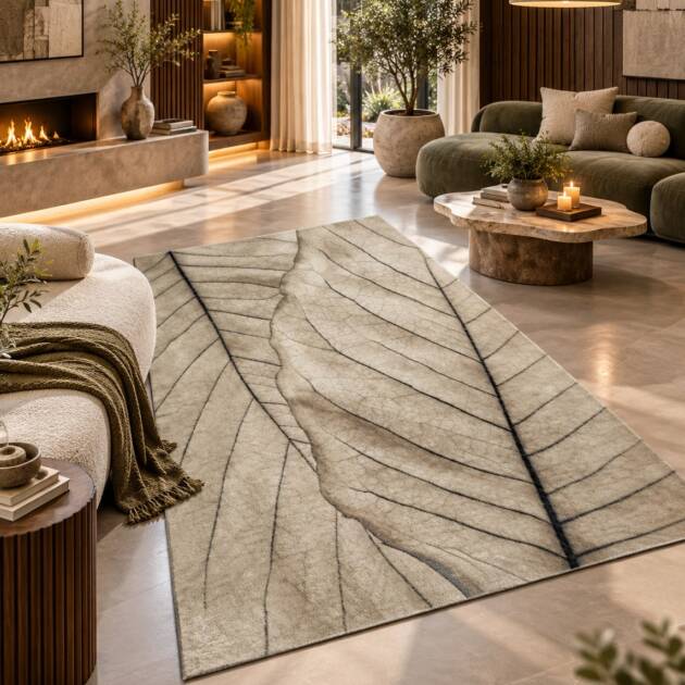 Botanical Whisper – Luxury Leaf Pattern Carpet