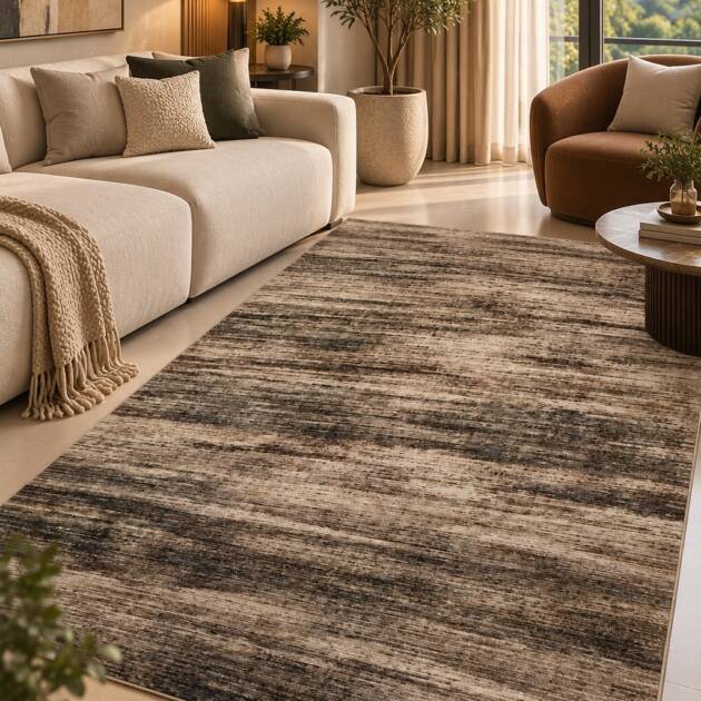 Charcoal Horizon – Premium Abstract Striped Carpet
