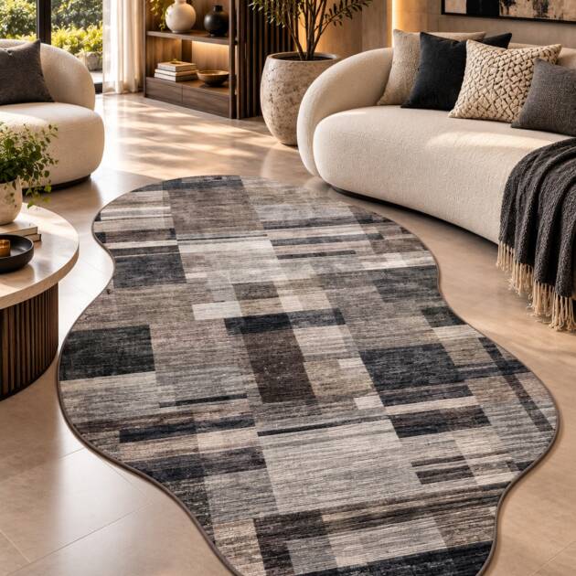 Graphite Luxe – Geometric Shape Carpet