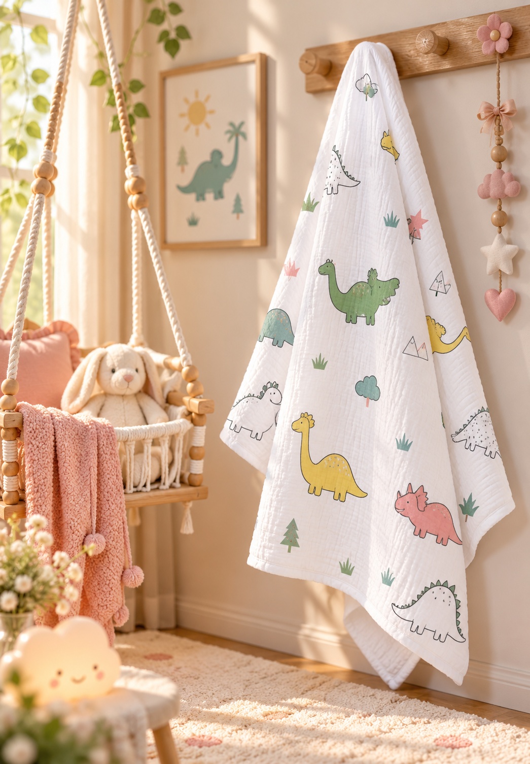Dino Adventure – Bamboo 4 Layer Baby Swaddle