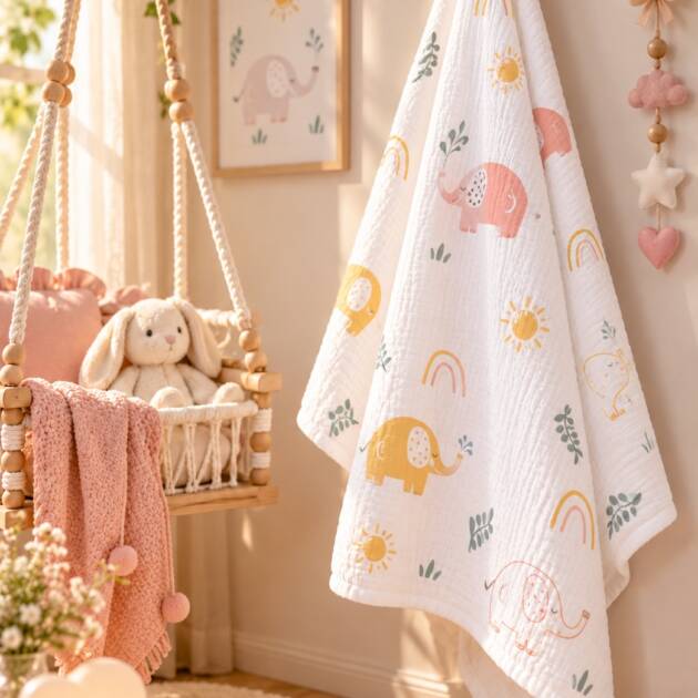Little Safari Trails – Bamboo 4 Layer Baby Swaddle