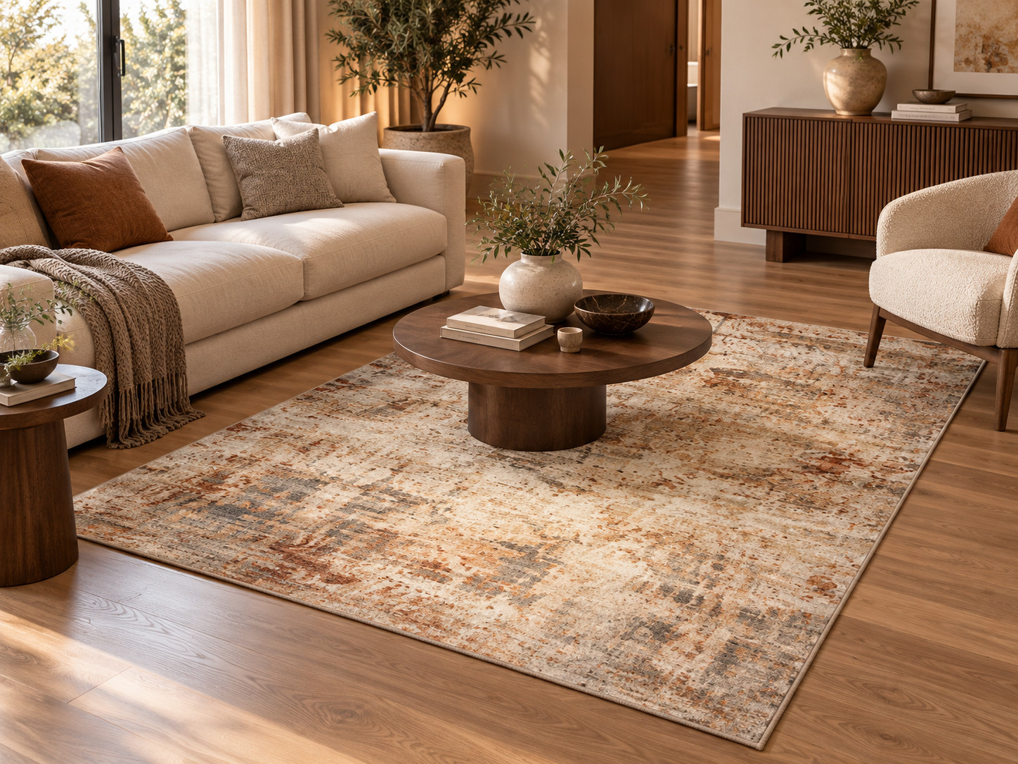 Vintage Rust Elegance – Premium Abstract Carpet