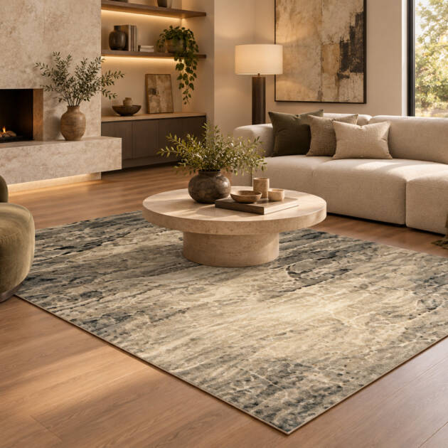 Silver Mist Elegance – Premium Abstract Carpet