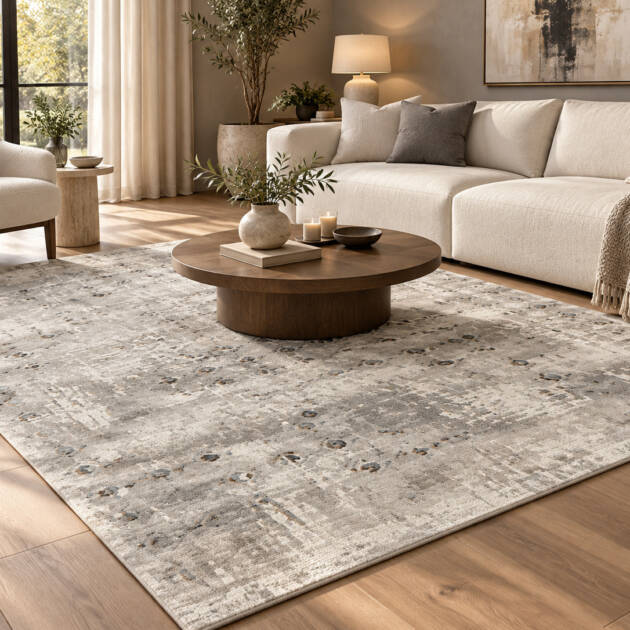 Silver Mist Elegance – Premium Abstract Carpet