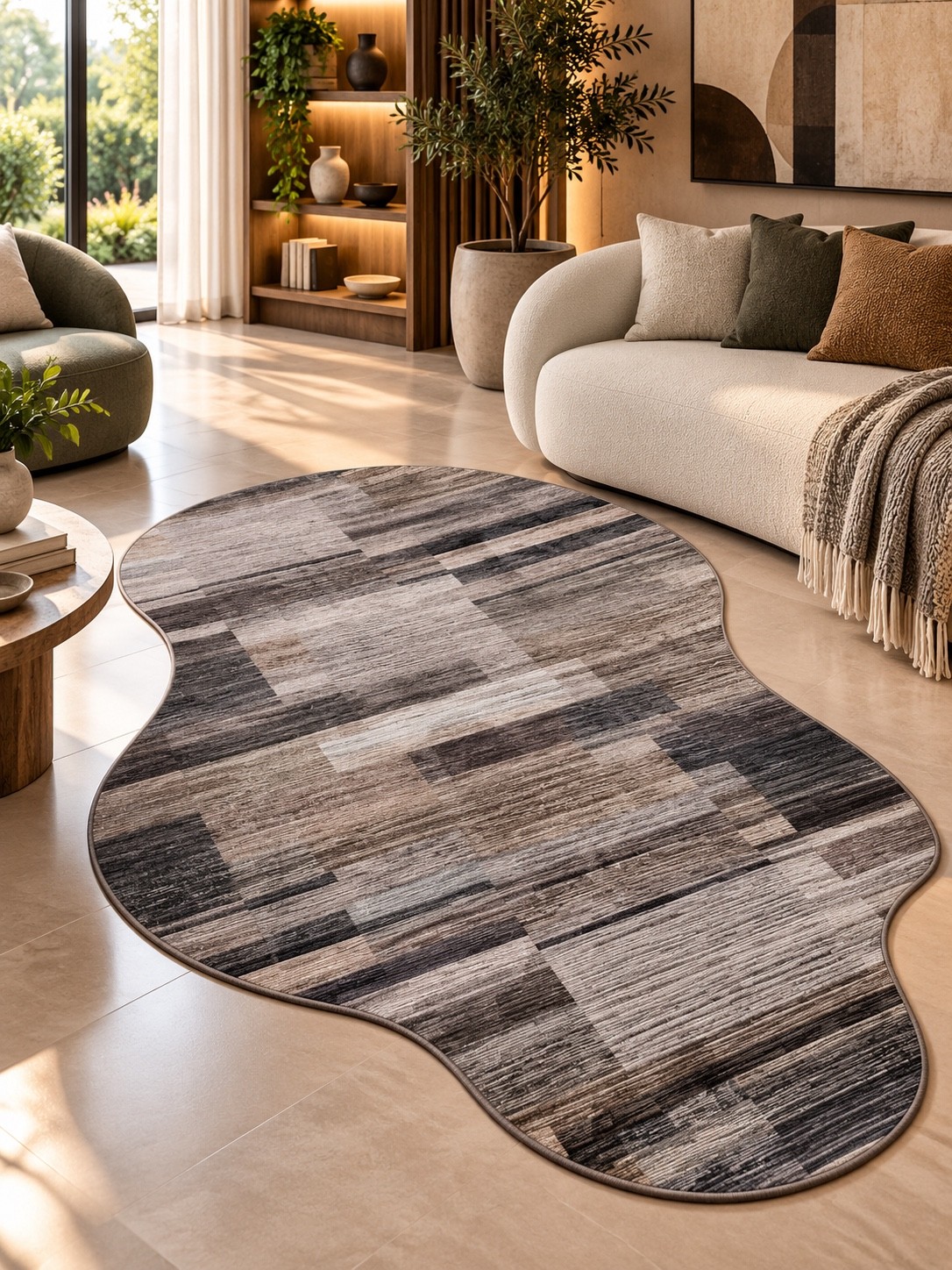 Ashwood Elegance – Abstract Shape Carpet
