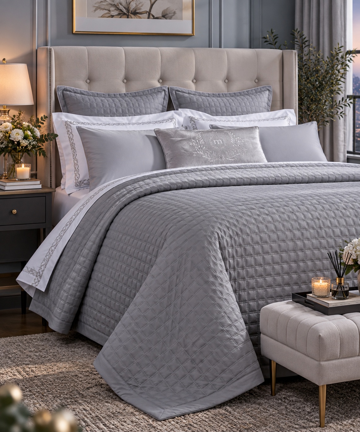 Silver Serenity – Luxury 11-Piece Quilt Bedding Set