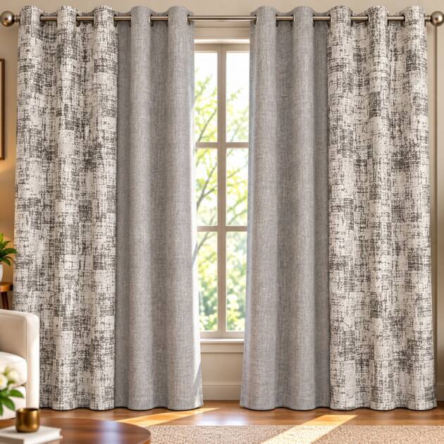 Grey & Ivory Contemporary Curtains