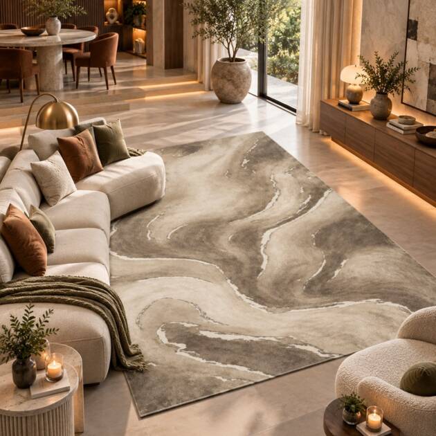 Marble Serenity – Luxury Abstract Carpet