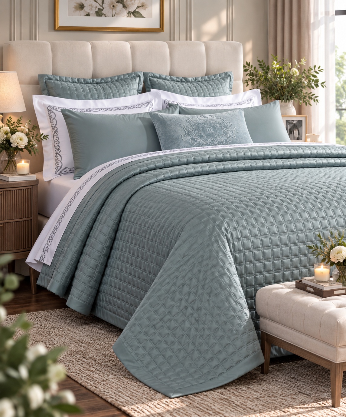 Misty Sage Elegance – Luxury 11-Piece Quilt Bedding Set