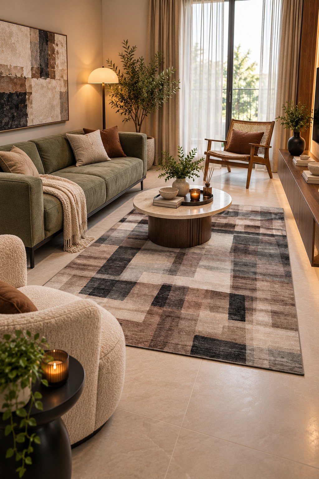 Earthstone Mosaic – Premium Abstract Carpet