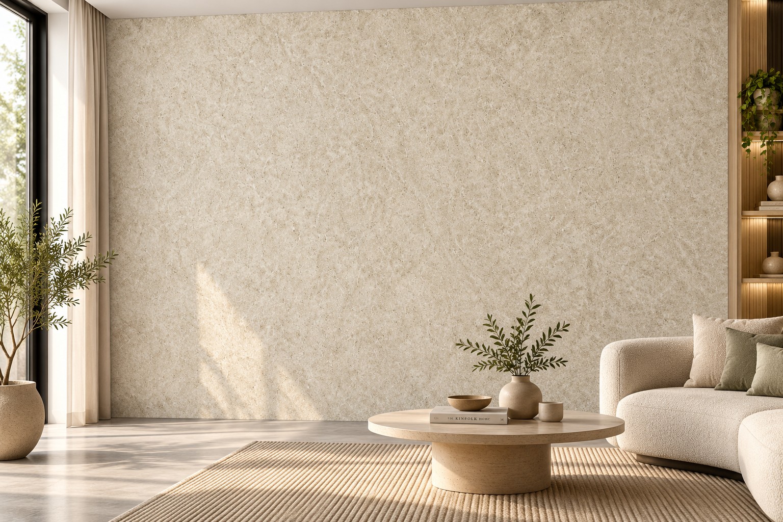 Sand Beige Stone Luxe Wallpaper