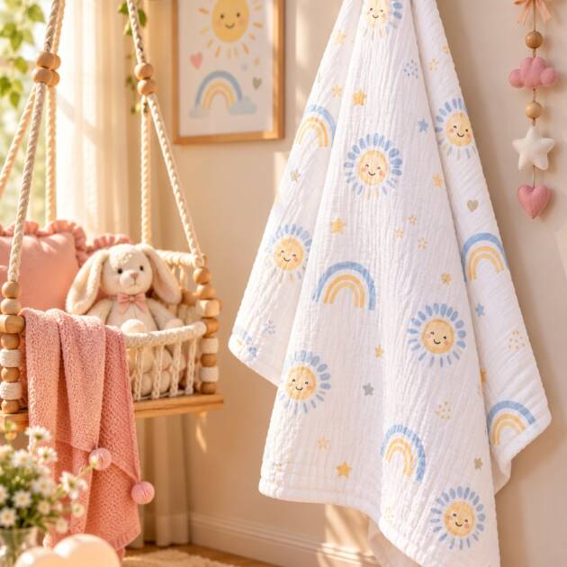 Sunny Rainbow – Bamboo 4 Layer Baby Swaddle