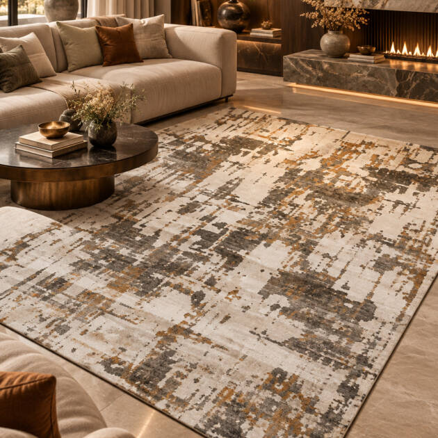 Ivory Luxe Abstract Carpet